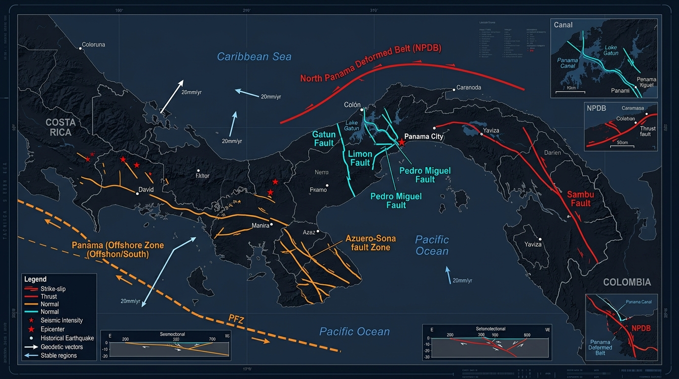 Panama Seismotectonic Fault Map - CIPRO Panama